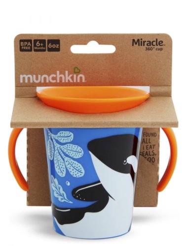 Munchkin поильник-непроливайка MIRACLE 360° ЭКО с ручками Косатка 177мл. 6+