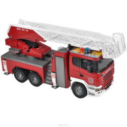 Bruder Пожарная машина Scania с выдвижной лестницей и помпой с модулем со световыми и звуковыми эффектами