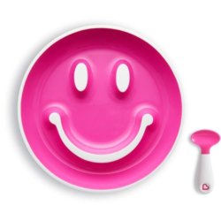 Munchkin Набор «Улыбка» (тарелка на присоске и ложка) 9+ Розовый