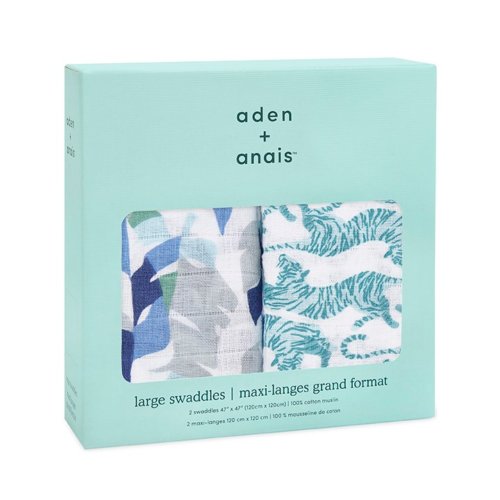 Aden+Anais Набор из 2 муслиновых пеленок Dancing tigers 120×120 см