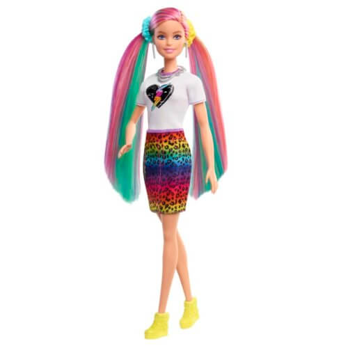Barbie Леопардовая кукла с радужными волосами GRN81