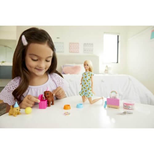 Barbie®Игровой набор Вечеринка Puppy Party™, кукла с питомцем и аксессуарами GVX75