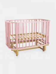 Детская кровать овальная RANT Sandy Pink с продольным маятником.