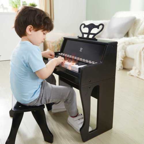 LEARN WITH LIGHTS BLACK PIANO WITH STOOL
