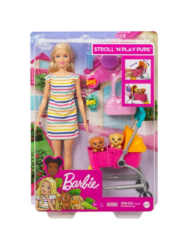 Barbie с щенками в коляске