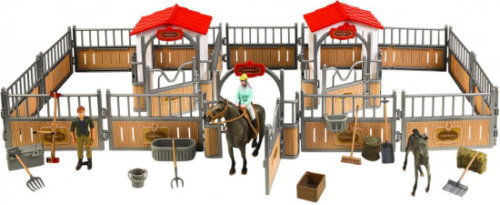 «Мир лошадей»: Конюшня игрушка, лошадь с жеребенком, фермер, наездница, инвентарь