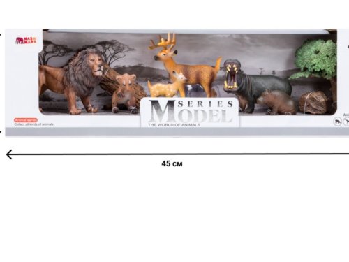 «Мир диких животных»: Лев с львенком, бегемот с бегемотиком, олень с олененком