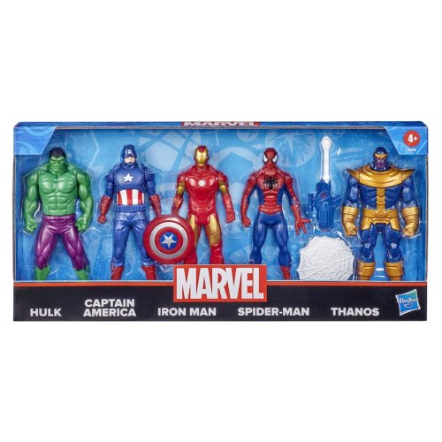 Marvel Action Figure 5-Pack, 6-Inch Figures, Iron Man, Spider-Man, Captain America, Hulk, Thanos