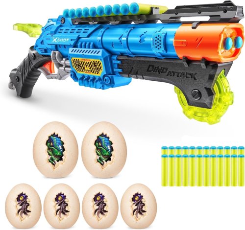 Dino Attack Claw Hunter (24 Darts + 4 Shooting Targets) by ZURU, X-Shot Blue Foam Dart Blaster