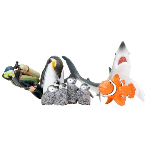 «Мир морских животных»: Акула, рыба-клоун, пингвин и пингвинята, дайвер