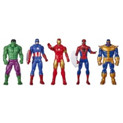 Marvel Action Figure 5-Pack, 6-Inch Figures, Iron Man, Spider-Man, Captain America, Hulk, Thanos