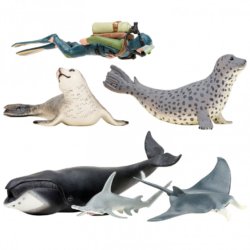 «Мир морских животных»: Кит, рыбка-молот, манта, морской леопард, дайвер