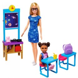 Barbie Учитель космонавтики с куклой Барби и ребенком в классе