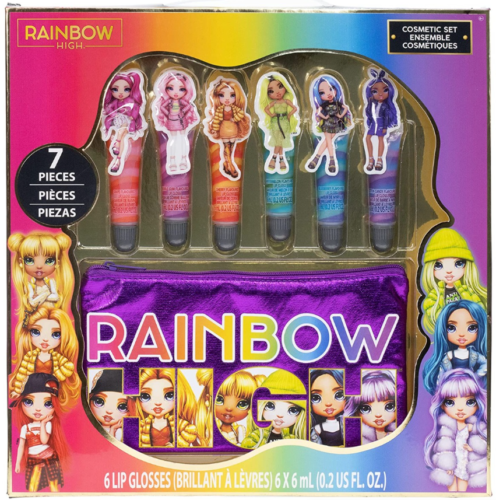 Rainbow High 6 Pack Lip Gloss Set With Bag -Makeup