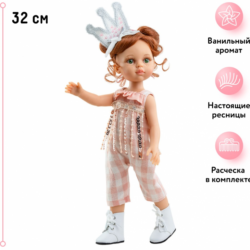 Paola Reina Кукла Кристи в комбинезоне с пайетками с заколкой-короной, 32 см