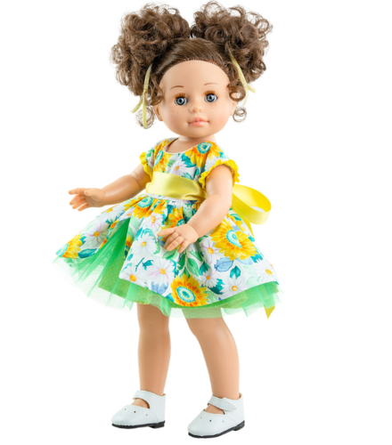 Paola Reina Кукла Soy Tu Эмили в цветочном платье с желтым поясом, 42 см