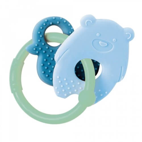 Nattou Silicone Teether Bear & Duck Green Ring