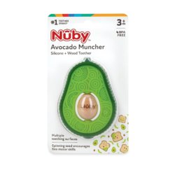 Nuby Silicone Avocado Teether with Spinning Wood Seed