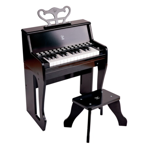 Hape Learn with Lights Black Piano with Stool E0629