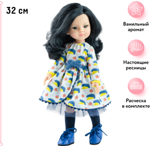 Paola Reina Кукла Лиу в платье с ежиками, 32 см