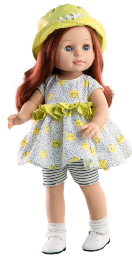 Paola Reina Кукла Soy Tu Бекка в платье с рюшами и желтой панаме, 42 см